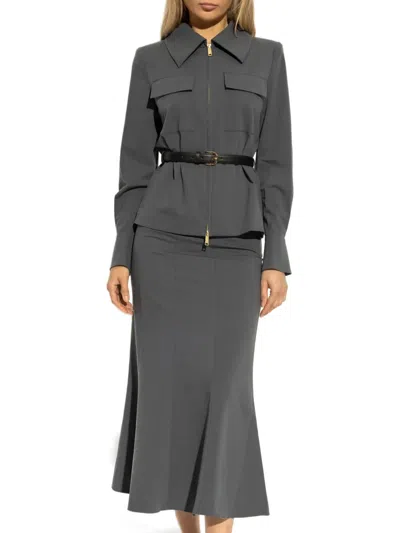 Self-portrait Long Sleeve Dress In Gray