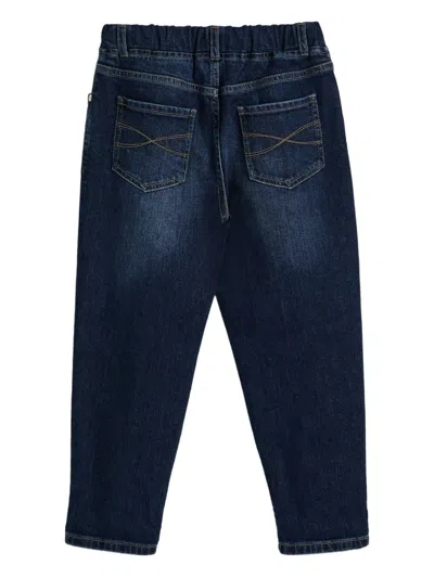 Brunello Cucinelli Embroidered Elasticated-waist Jeans In Blue