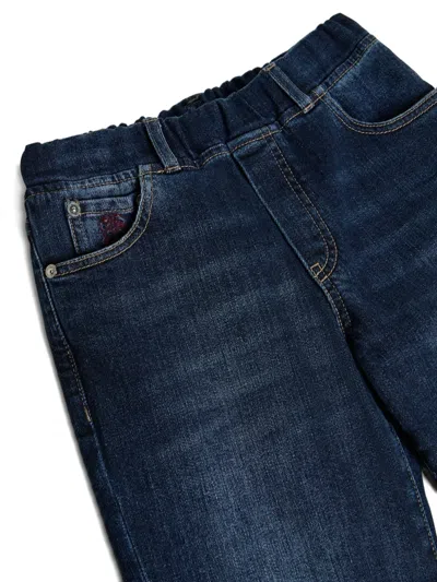 Brunello Cucinelli Embroidered Elasticated-waist Jeans In Blue