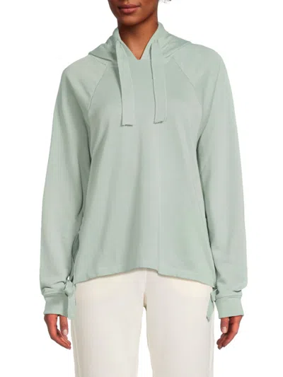 Andrew Marc Women's Tie-cuff Cotton-blend Hoodie In Green