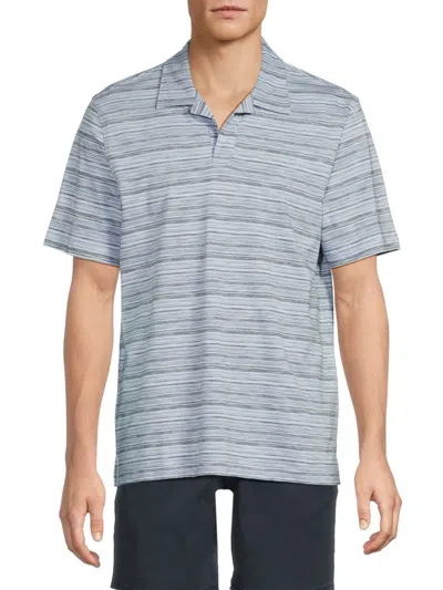 Bugatchi Men's Striped Cotton Polo Shirt In Gray