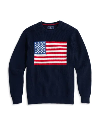 Vineyard Vines American Flag Cotton Crewneck Sweater In Blue