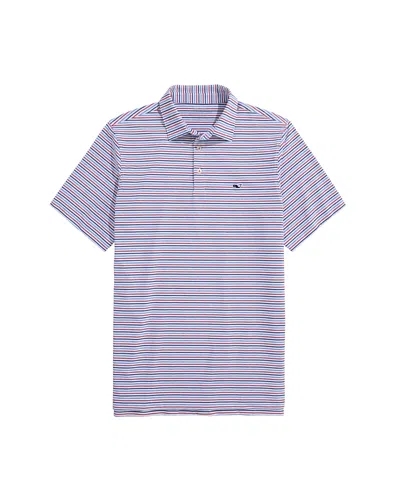 Vineyard Vines Stripe Sankaty Short Sleeve Performance Polo In Blue