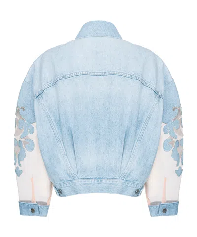 Pinko Long Sleeve Denim Jacket In Blue