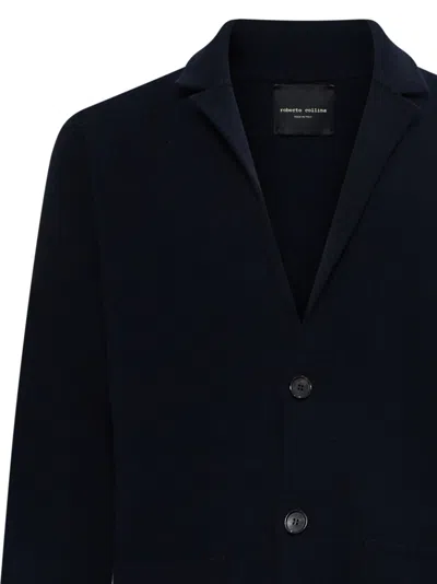Roberto Collina Long Sleeved Knitted Blazer In Black
