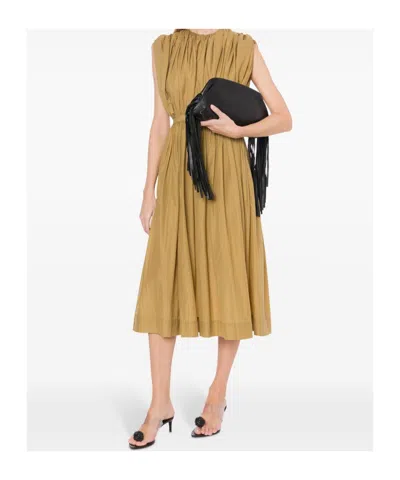 Philosophy Di Lorenzo Serafini Gathered Midi Dress In Brown