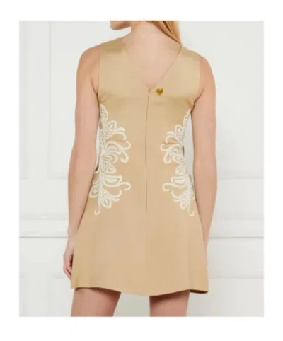 Twinset Embroidered Short Dress In Neutral