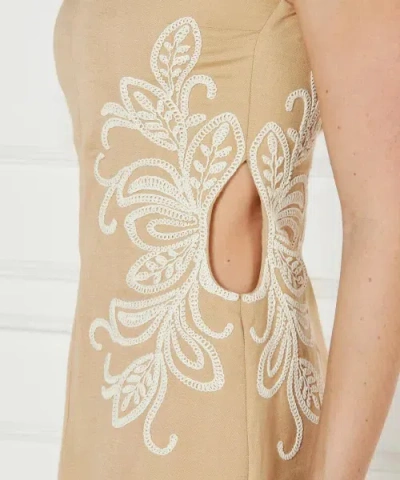 Twinset Embroidered Short Dress In Neutral