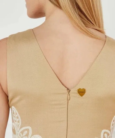 Twinset Embroidered Short Dress In Neutral