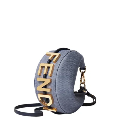 Fendi Coral Bandana Embroidered Denim Mini-bag