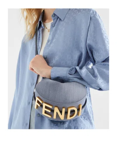 Fendi Coral Bandana Embroidered Denim Mini-bag