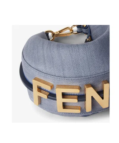 Fendi Coral Bandana Embroidered Denim Mini-bag