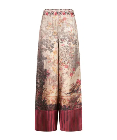 Pierre-louis Mascia Red-beige Print Trousers In Multi