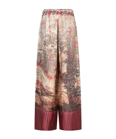 Pierre-louis Mascia Red-beige Print Trousers In Multi