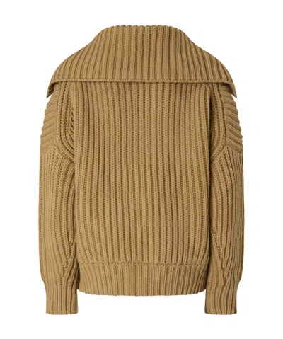 Pinko Long-sleeved Knitted Cardigan In Nude