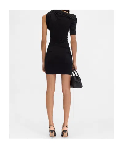 Jacquemus La Mini Robe Drapeado Asymmetric Draped Stretch-jersey Mini Dress In Black
