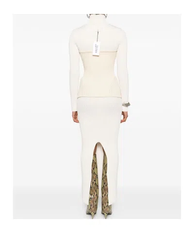 Jean Paul Gaultier Ribbed-knit Wool-blend Maxi Dress In Neutral