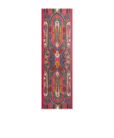 Etro Fringed Paisley Scarf In Lightweight Fabric In Multi