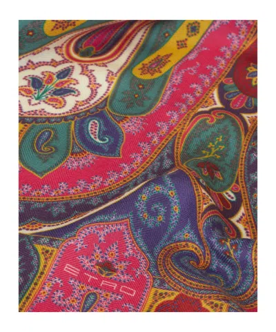 Etro Fringed Paisley Scarf In Lightweight Fabric In Multi
