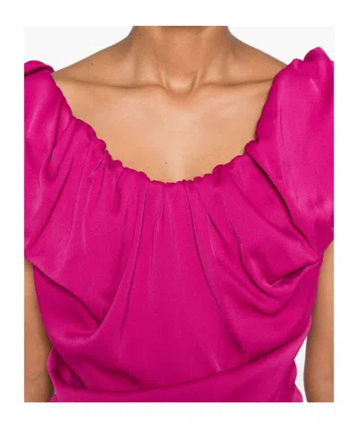 Vivienne Westwood Draped Knee Length Dress With Ruffled Neckline In Pink