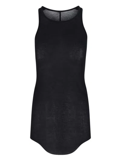 Rick Owens Viscose And Silk Tank Top In Black
