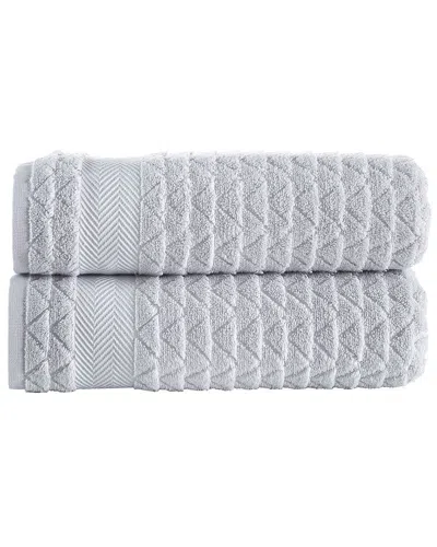 Brooks Brothers Herringbone 2pc Bath Towels In Gray