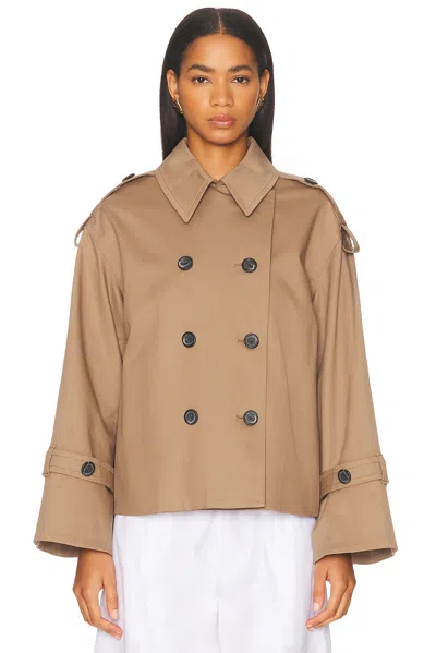 By Malene Birger Alisandra Cropped Organic Cotton Trench Coat In Brown