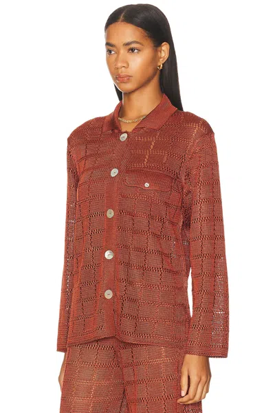 Calle Del Mar Long-sleeve Grid-pattern Shirt In Brown