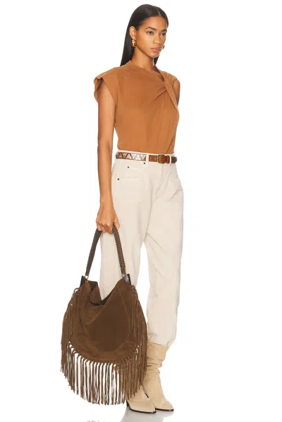 Isabel Marant Oskan Hobo Soft Shoulder Bag In Brown Suede