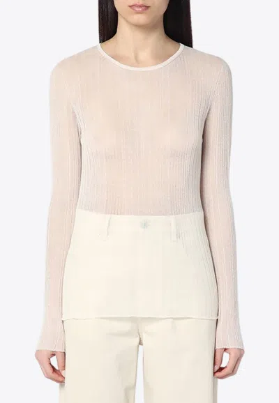 Roberto Collina Semi-transparent Sweater In Natural Colour In Neutral