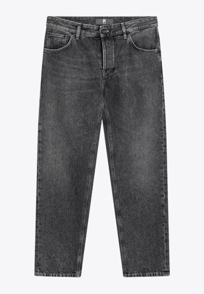 Pt Torino Washed-effect Straight Jeans In Gray