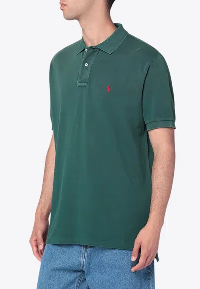 Polo Ralph Lauren Washed Forest Green Cotton Polo In Green