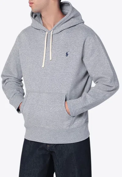 Polo Ralph Lauren Classic Pullover Hoodie With Drawstring In Gray