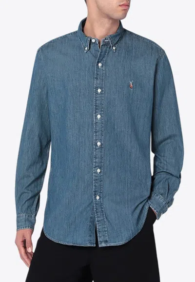Polo Ralph Lauren Denim Sport Shirt In Blue