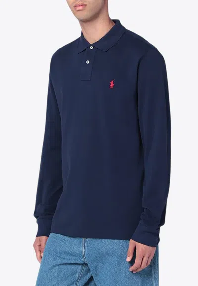 Polo Ralph Lauren Long-sleeved Polo Shirt With Classic Collar In Blue