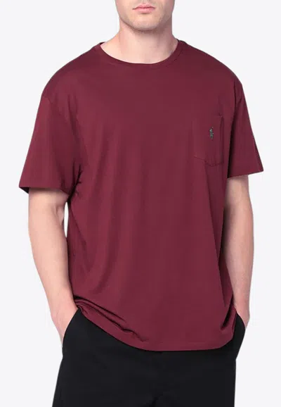 Polo Ralph Lauren Wine Red Cotton T-shirt Classic-fit In Burgundy