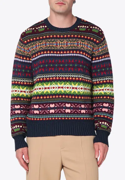 Polo Ralph Lauren Multicolored Crew Neck Sweater With Intarsia In Multi