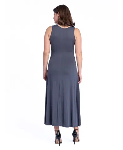 24seven Comfort Apparel Petite Slim Fit A-line Sleeveless Maxi Dress In Black