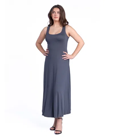 24seven Comfort Apparel Petite Slim Fit A-line Sleeveless Maxi Dress In Black