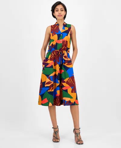 Sandra Darren Women's Printed Drawstring Midi Shirtdress In Multi