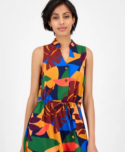 Sandra Darren Women's Printed Drawstring Midi Shirtdress In Multi