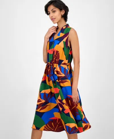 Sandra Darren Women's Printed Drawstring Midi Shirtdress In Multi