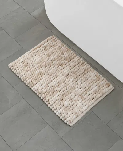 French Connection Space Dye Chunky Chenille Bath Rug, 17" X 24" In Neutral