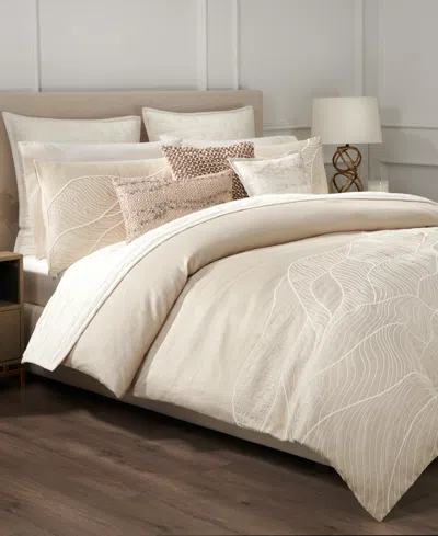 Donna Karan Home Dune Embroidered Duvet Cover, Queen In Neutral