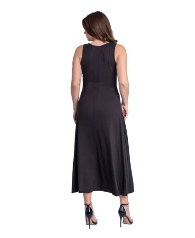 24seven Comfort Apparel Petite Slim Fit A-line Sleeveless Maxi Dress In Black