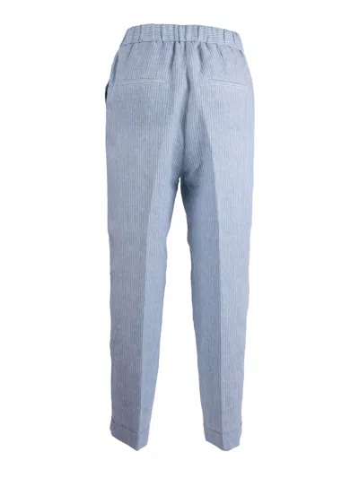 Peserico Elastic Waist Casual Pants In Blue