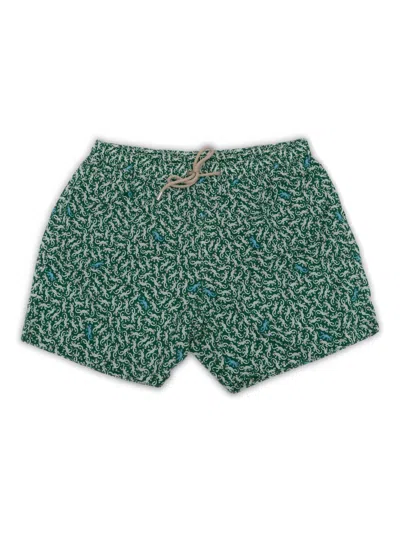 Mc2 Saint Barth Comfort Lightning Gecko-print Swim Shorts In Green