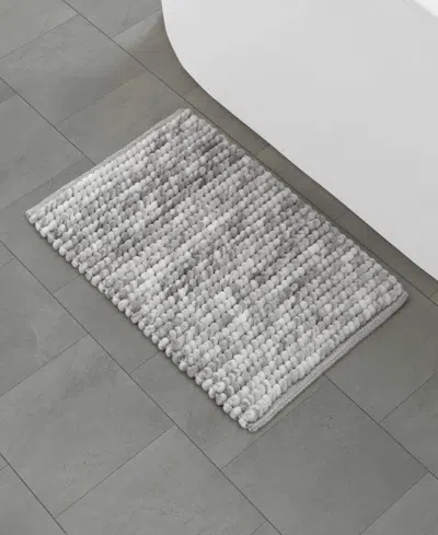 French Connection Space Dye Chunky Chenille Bath Rug, 17" X 24" In Gray