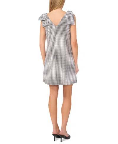 Cece Gingham Bow Shoulder Shift Minidress In Gray