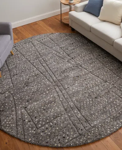 Feizy Dering T6042 8'x8' Round Area Rug In Gray